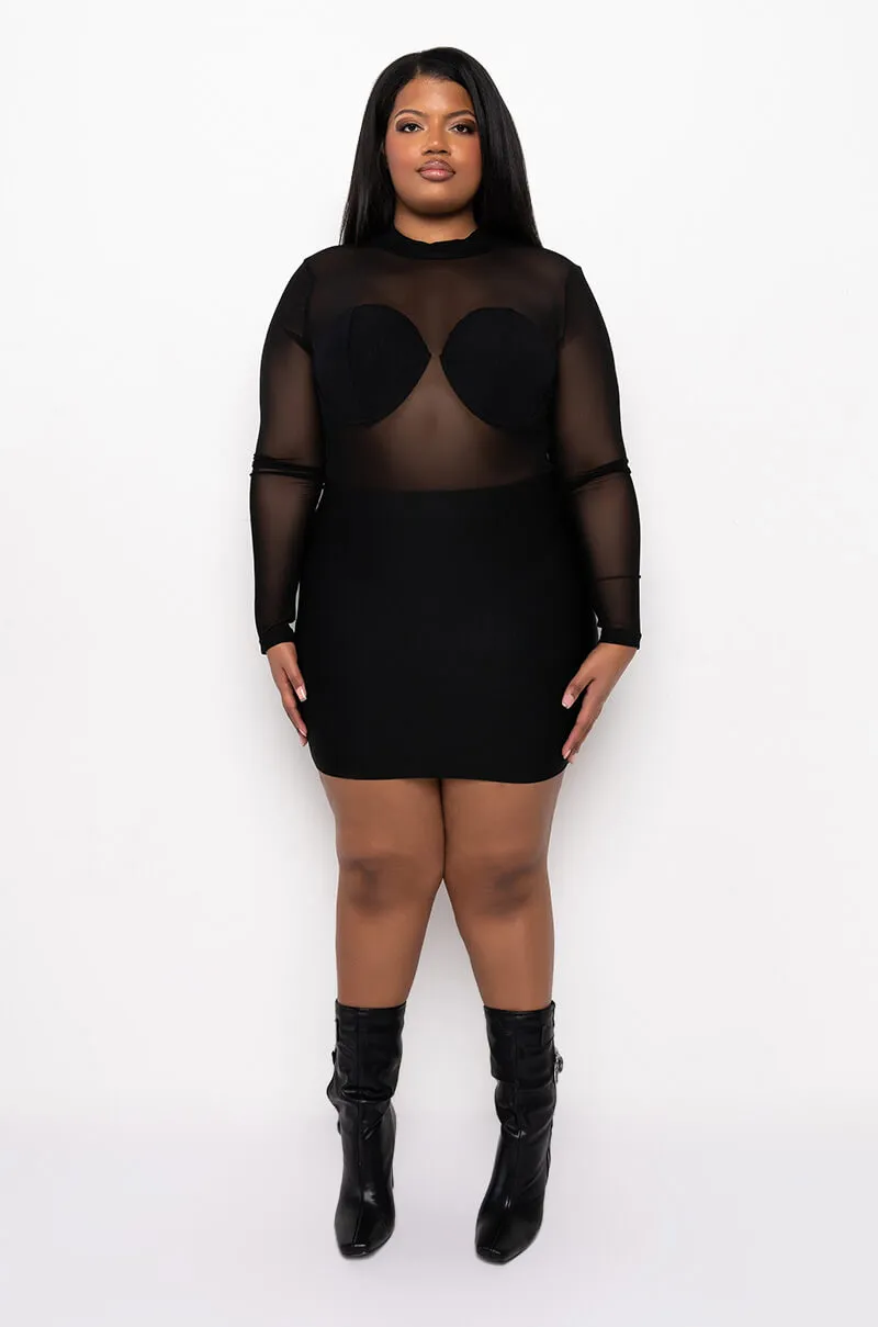 ALL TIED UP MINI BANDAGE SKIRT PLUS SIZE BLACK