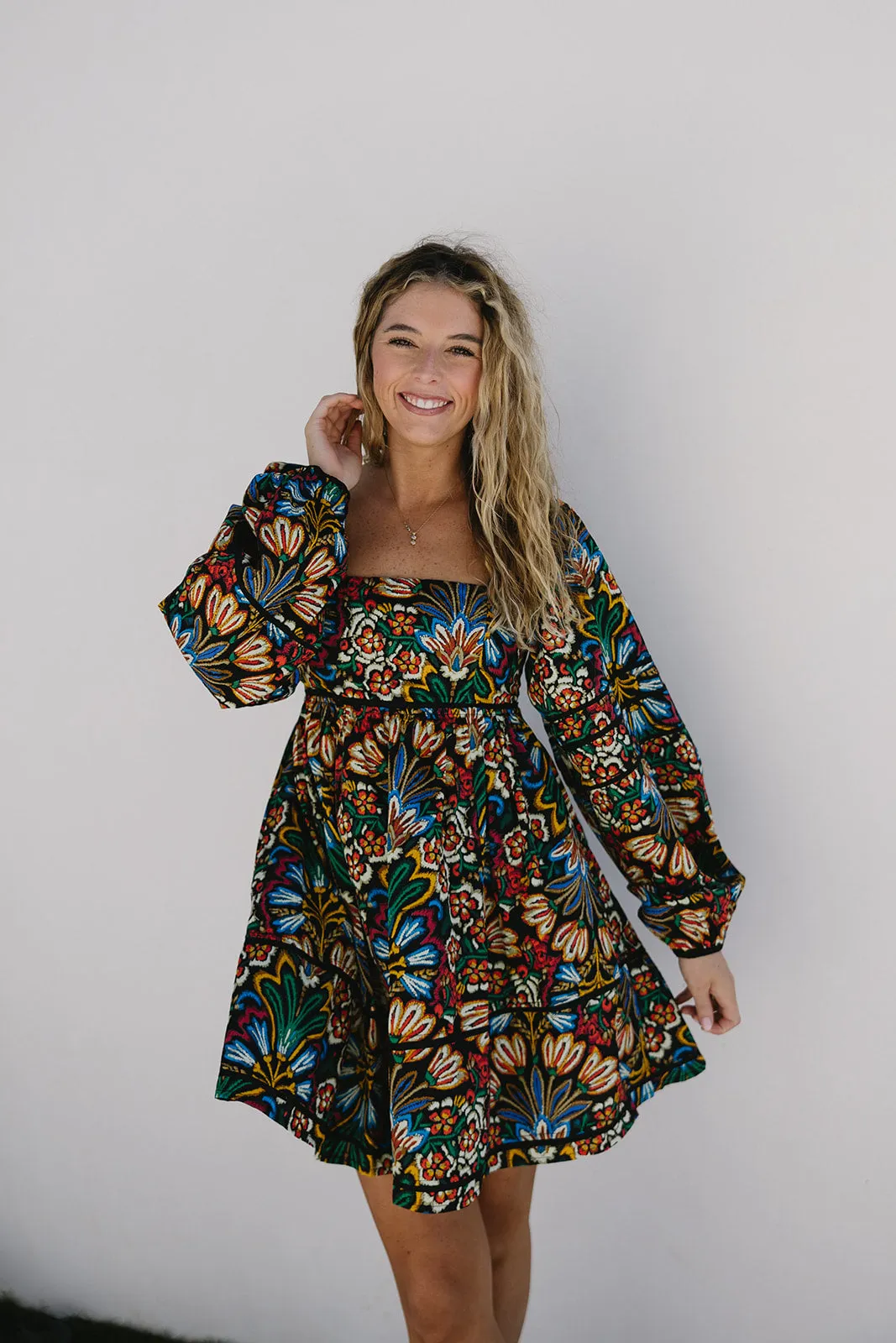 Ally Mini Dress - Black/Multi