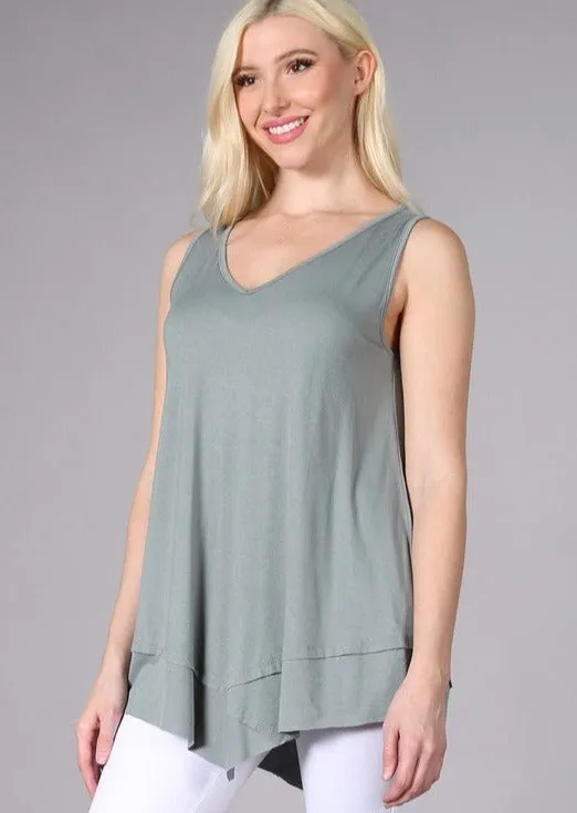 Always Flattering Sleeveless Tunic Light Sage Made in USA