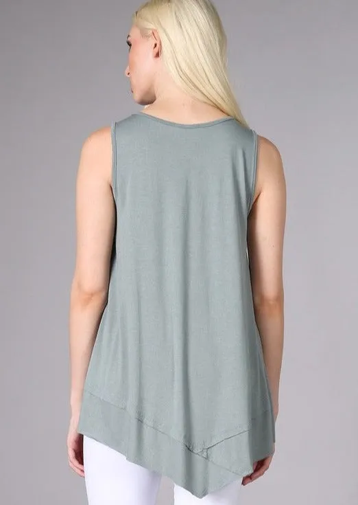 Always Flattering Sleeveless Tunic Light Sage Made in USA