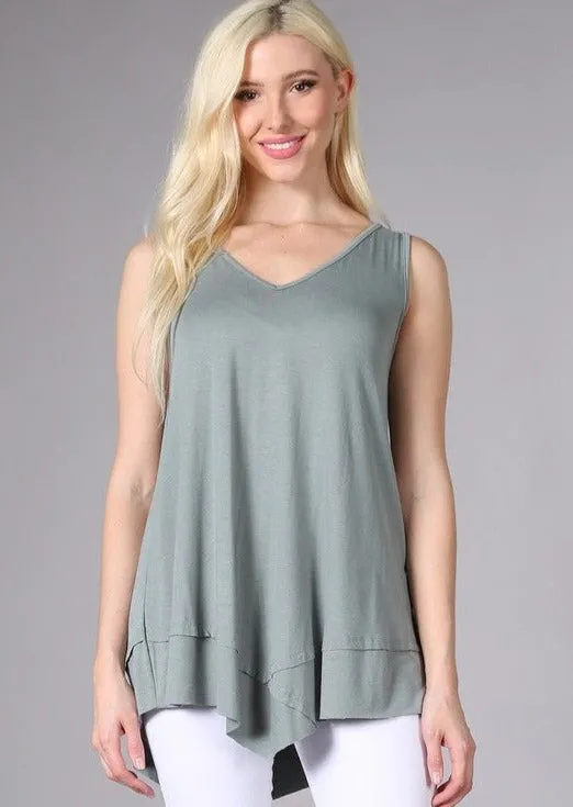 Always Flattering Sleeveless Tunic Light Sage Made in USA