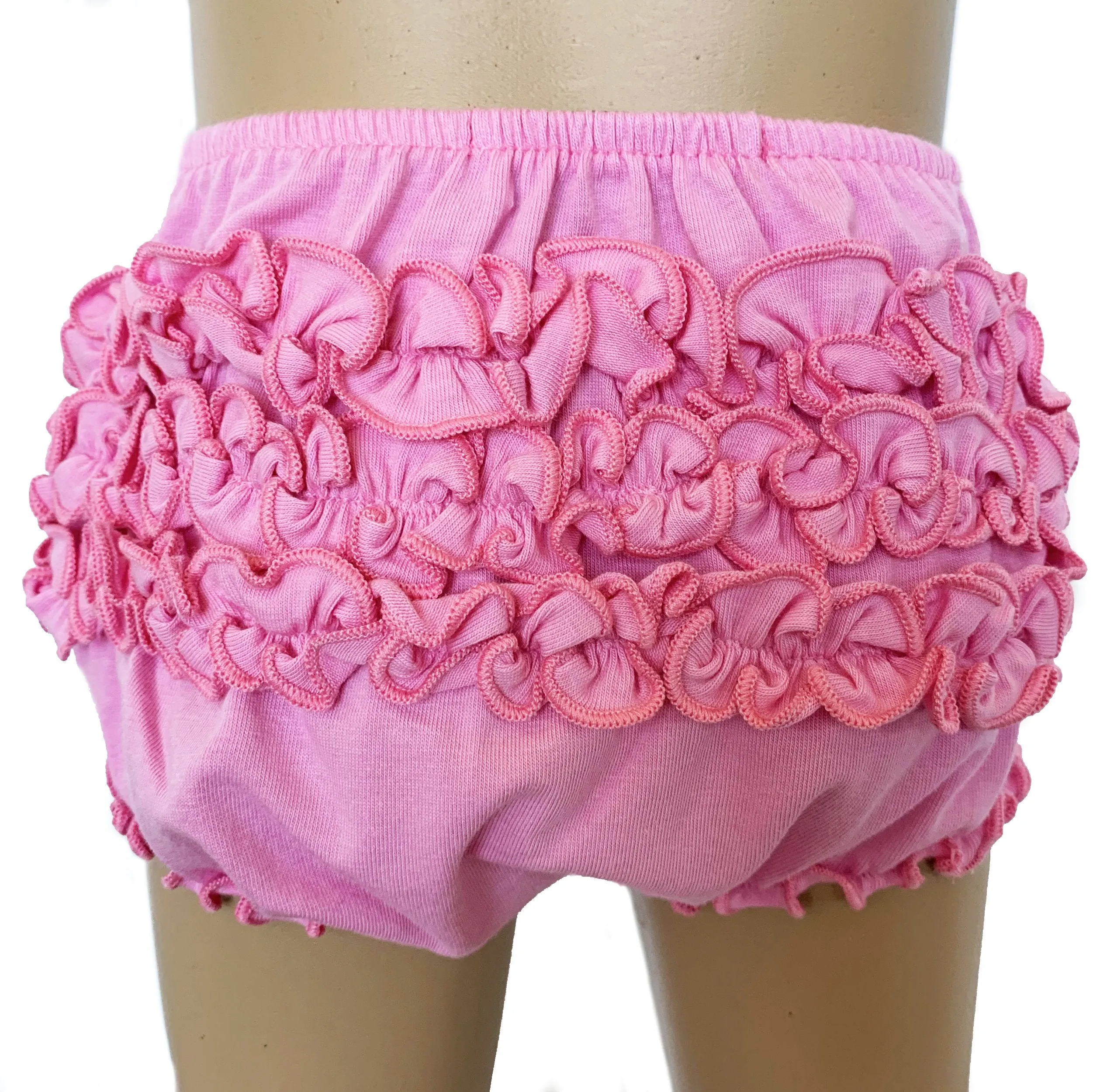 AnnLoren Baby Girls Rose Pink Knit Ruffled Butt Bloomers