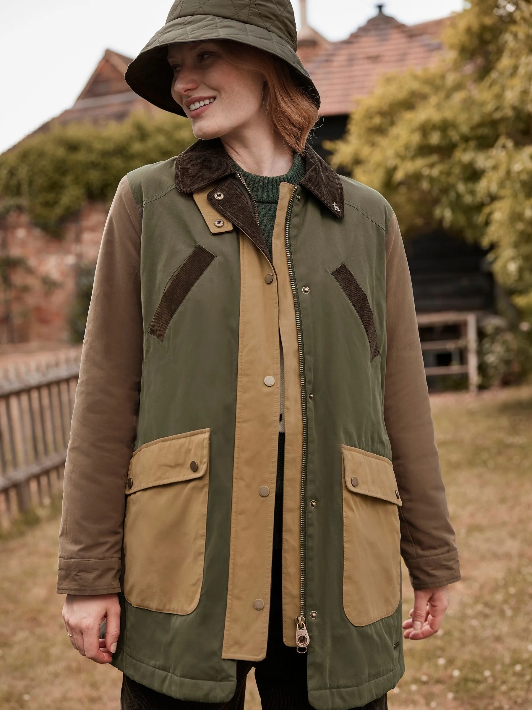 Banbury Showerproof Quilted Dry Wax Jacket - Brown/Khaki