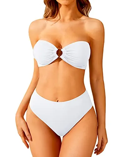 Bandeau Bikini Set O Ring Halter Tops swimsuit for Women