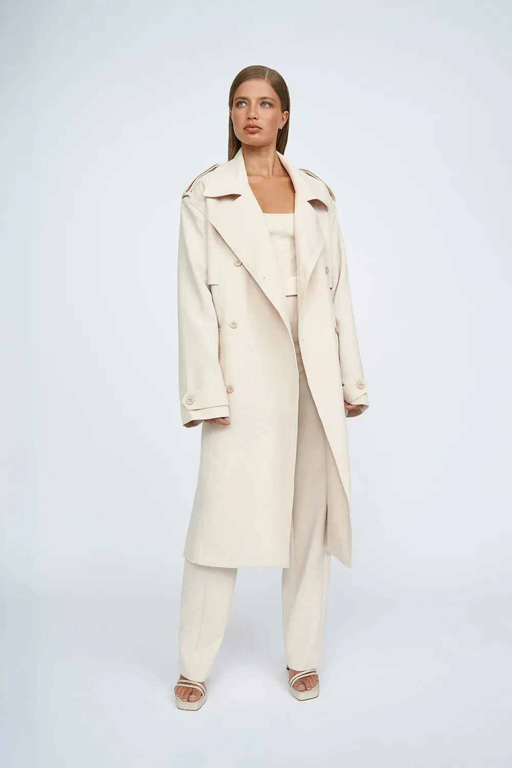 BLAIR BELTED TRENCH COAT - SAND