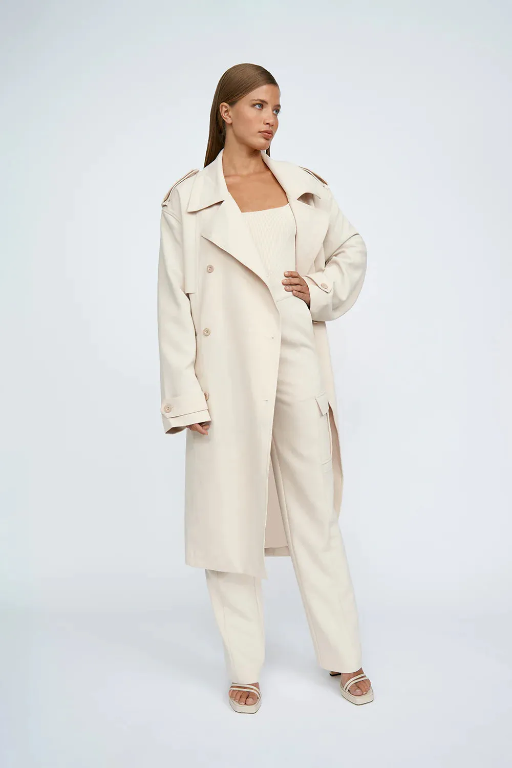 BLAIR BELTED TRENCH COAT - SAND