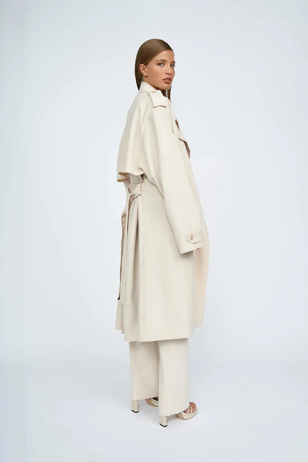 BLAIR BELTED TRENCH COAT - SAND