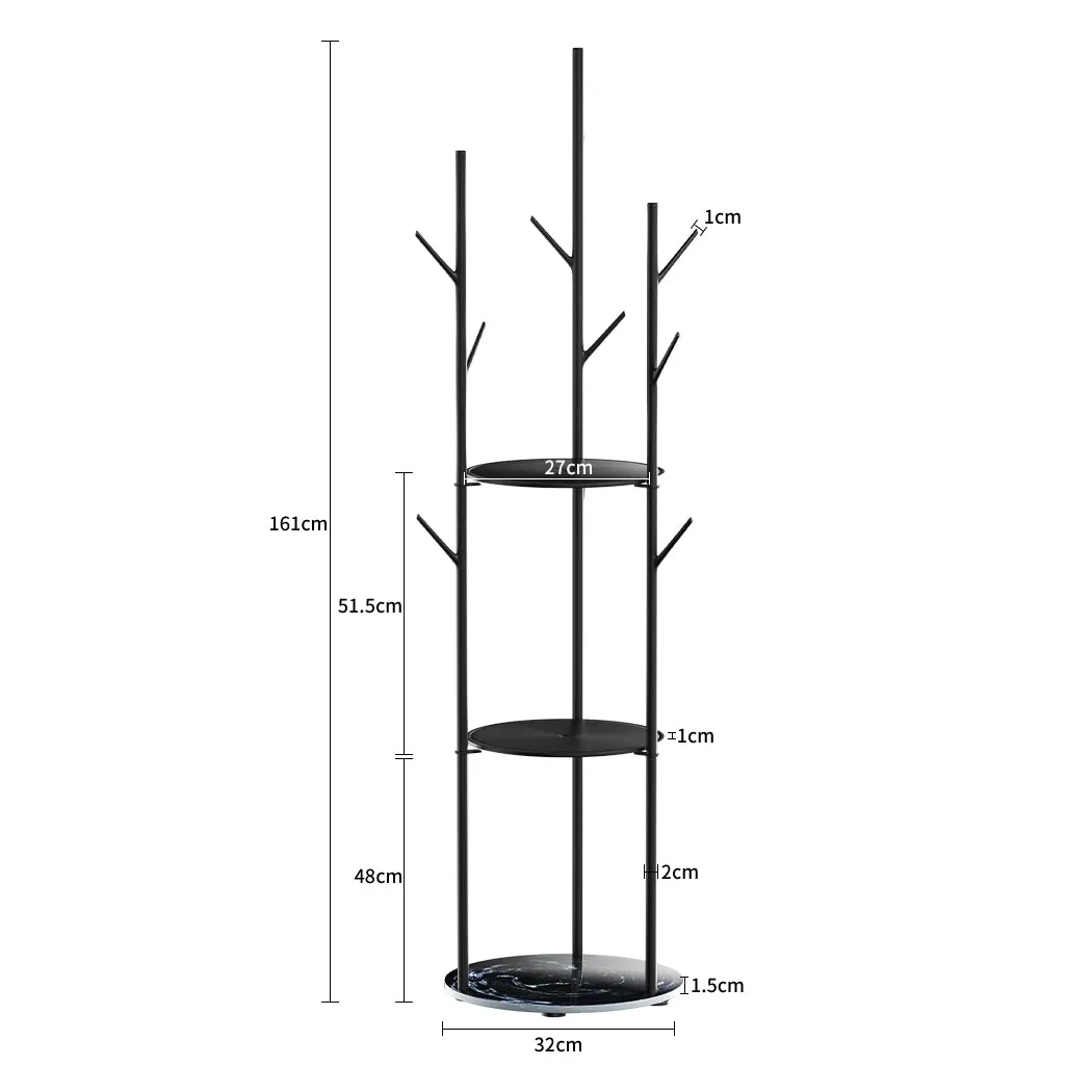 Coat Rack Clothes Stand 8 Hook Organizer - Black