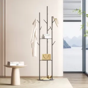 Coat Rack Clothes Stand 8 Hook Organizer - Black