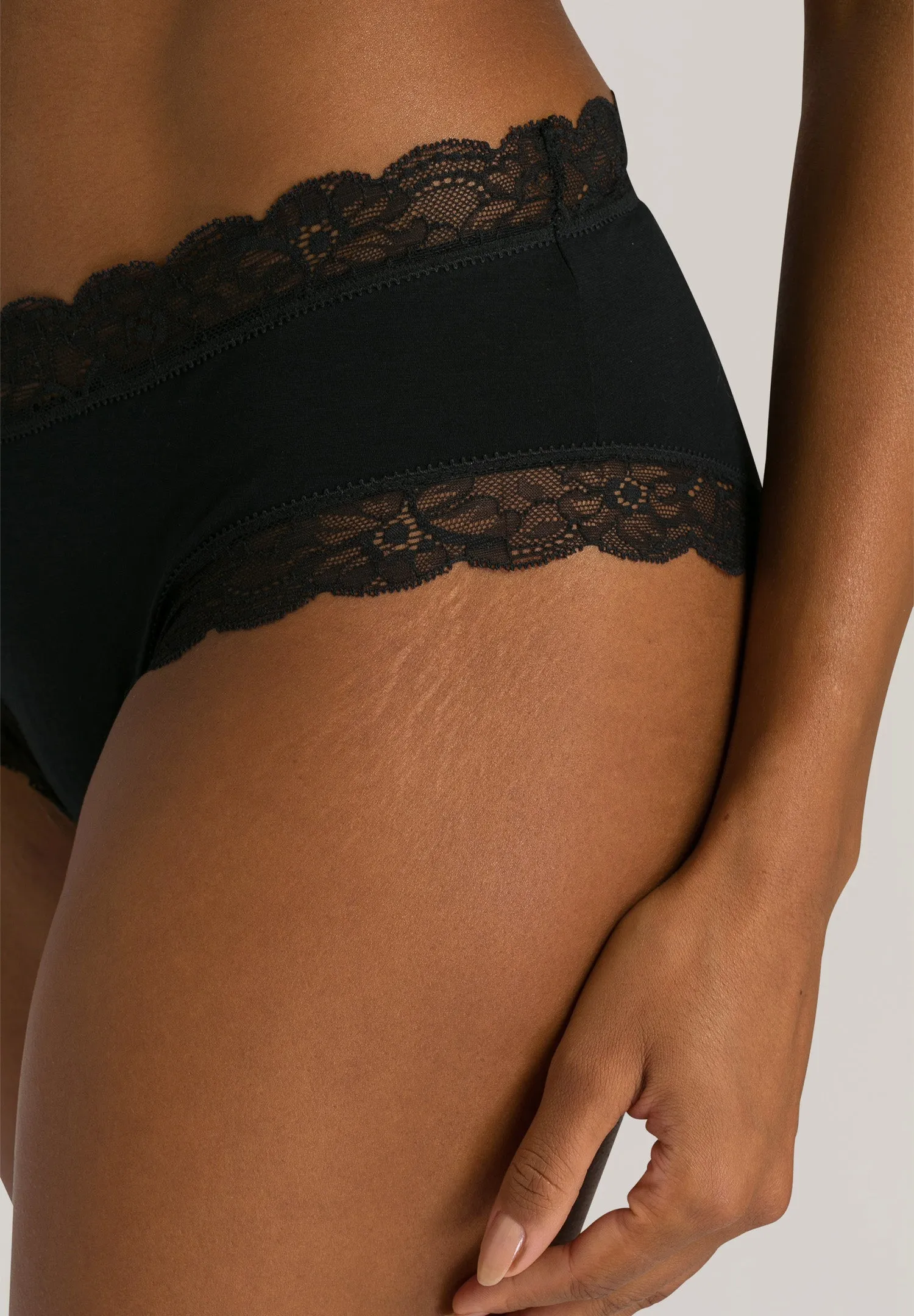 Cotton Lace Lace Trim Cotton Hipster | Black 72438-019