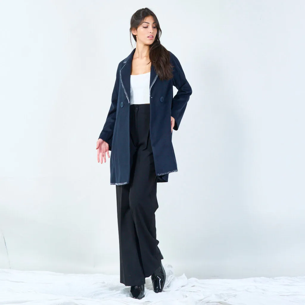 Double-breasted coat with stitch detailing wholesale