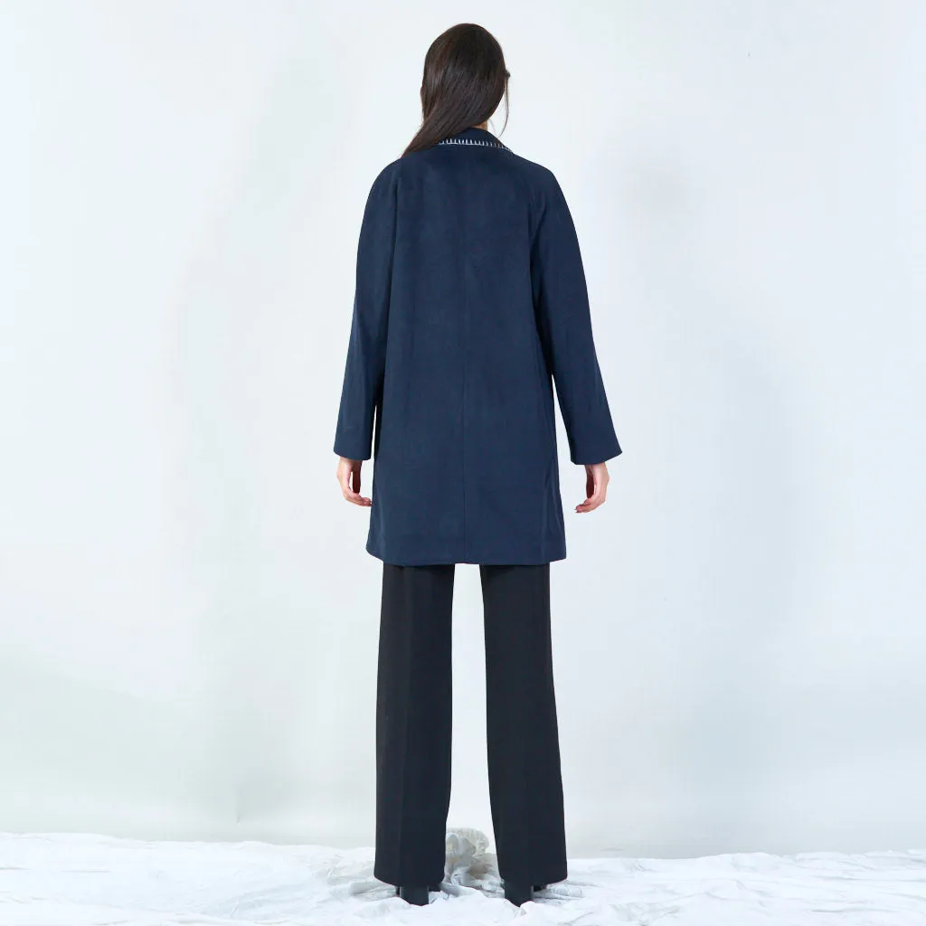 Double-breasted coat with stitch detailing wholesale