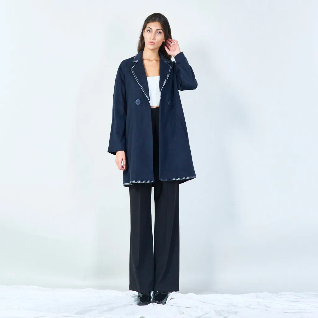 Double-breasted coat with stitch detailing wholesale