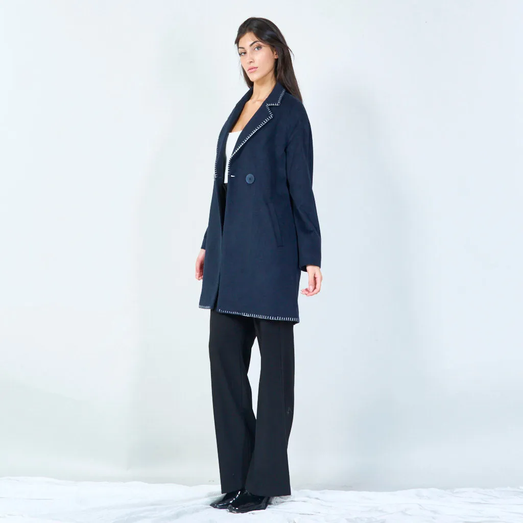 Double-breasted coat with stitch detailing wholesale