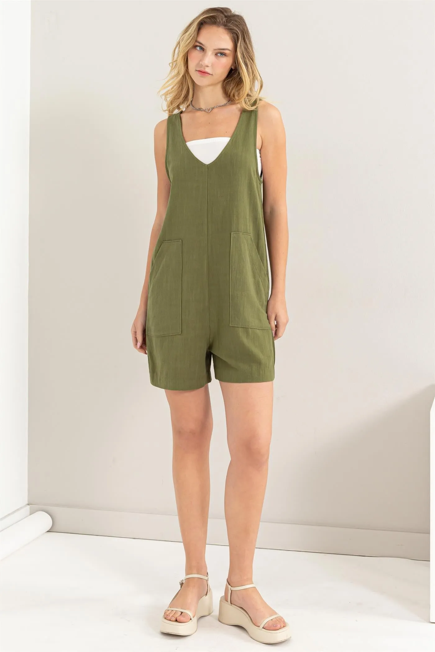 DZ24A891-Linen Sleeveless Romper