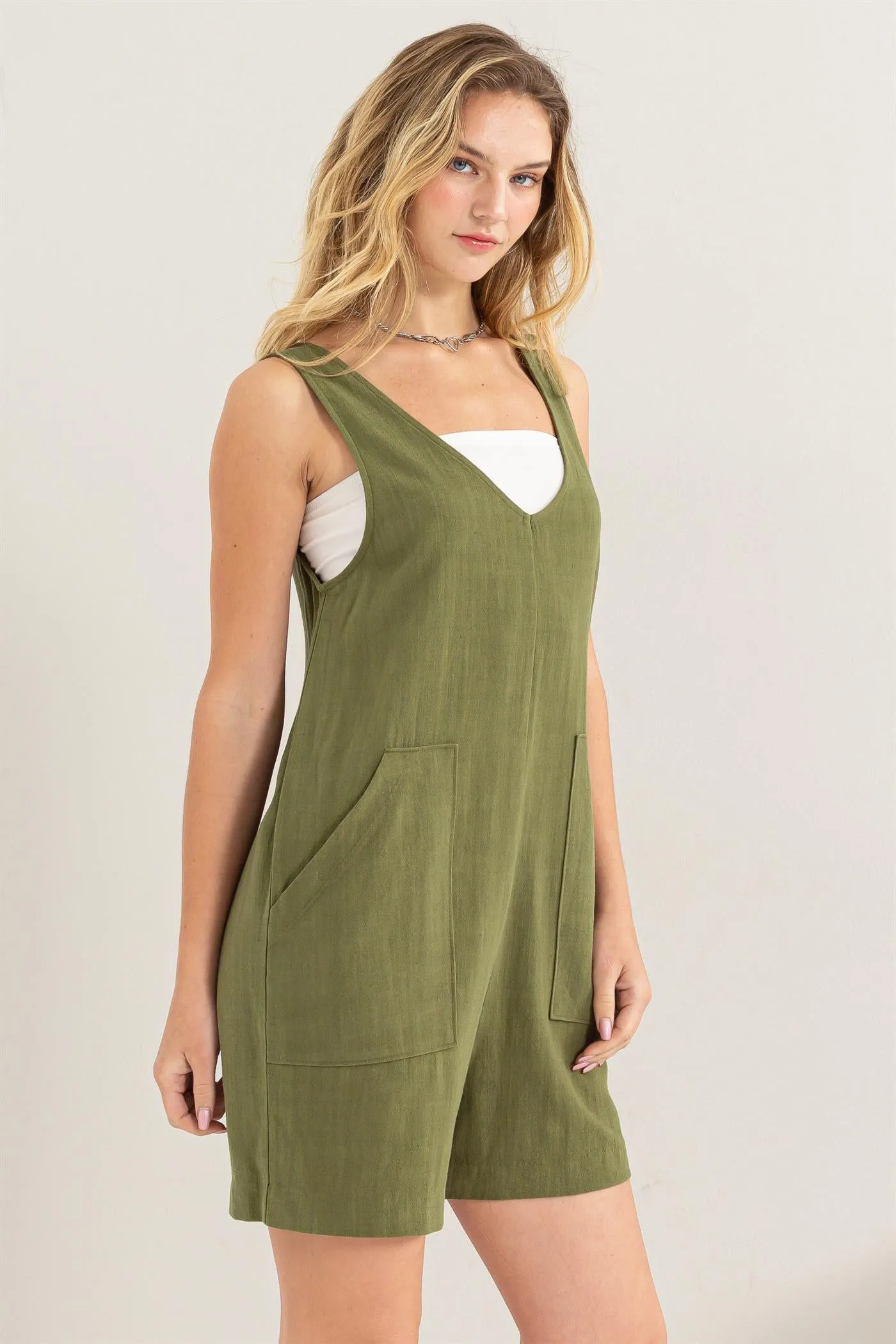 DZ24A891-Linen Sleeveless Romper