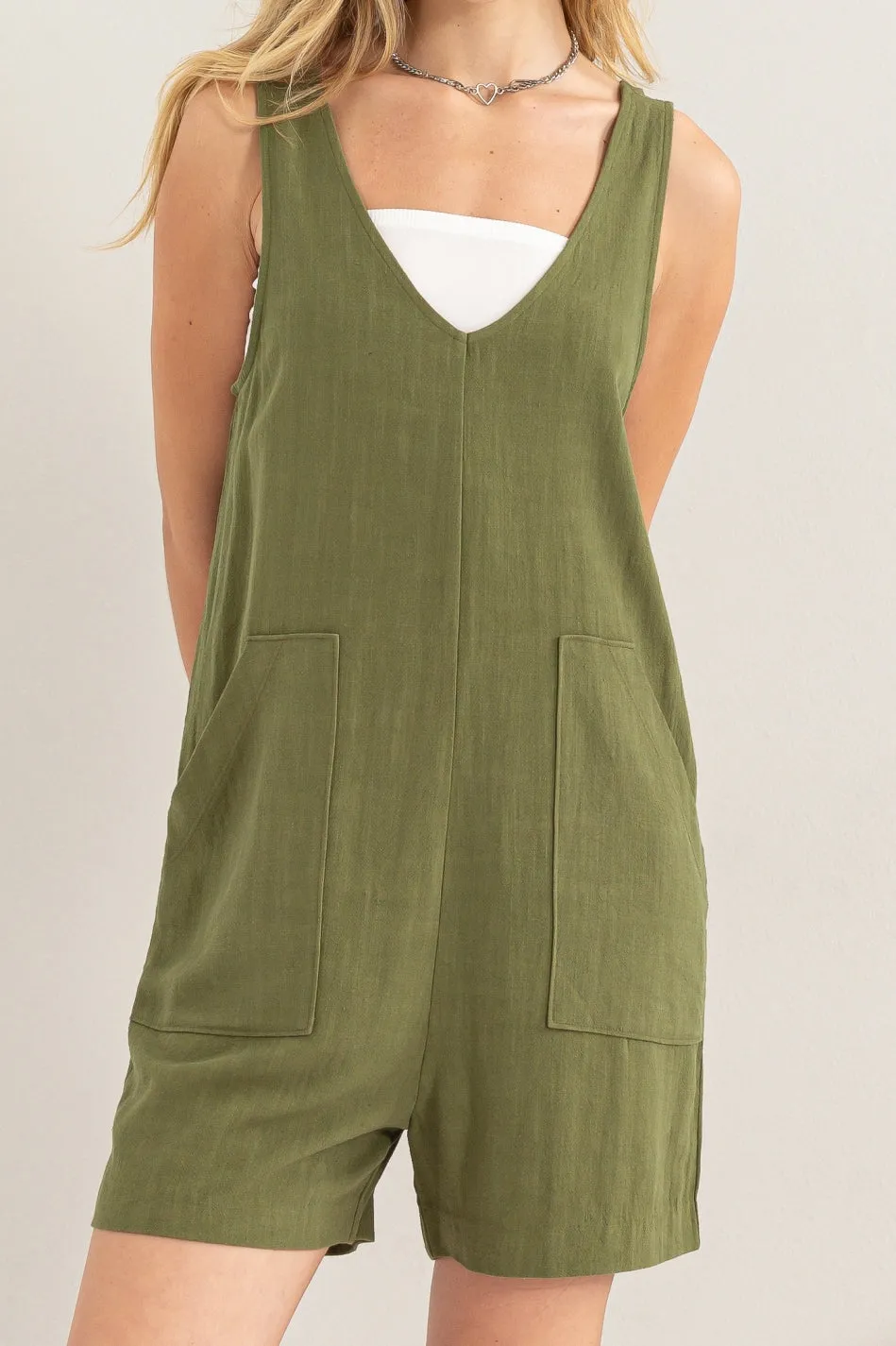 DZ24A891-Linen Sleeveless Romper