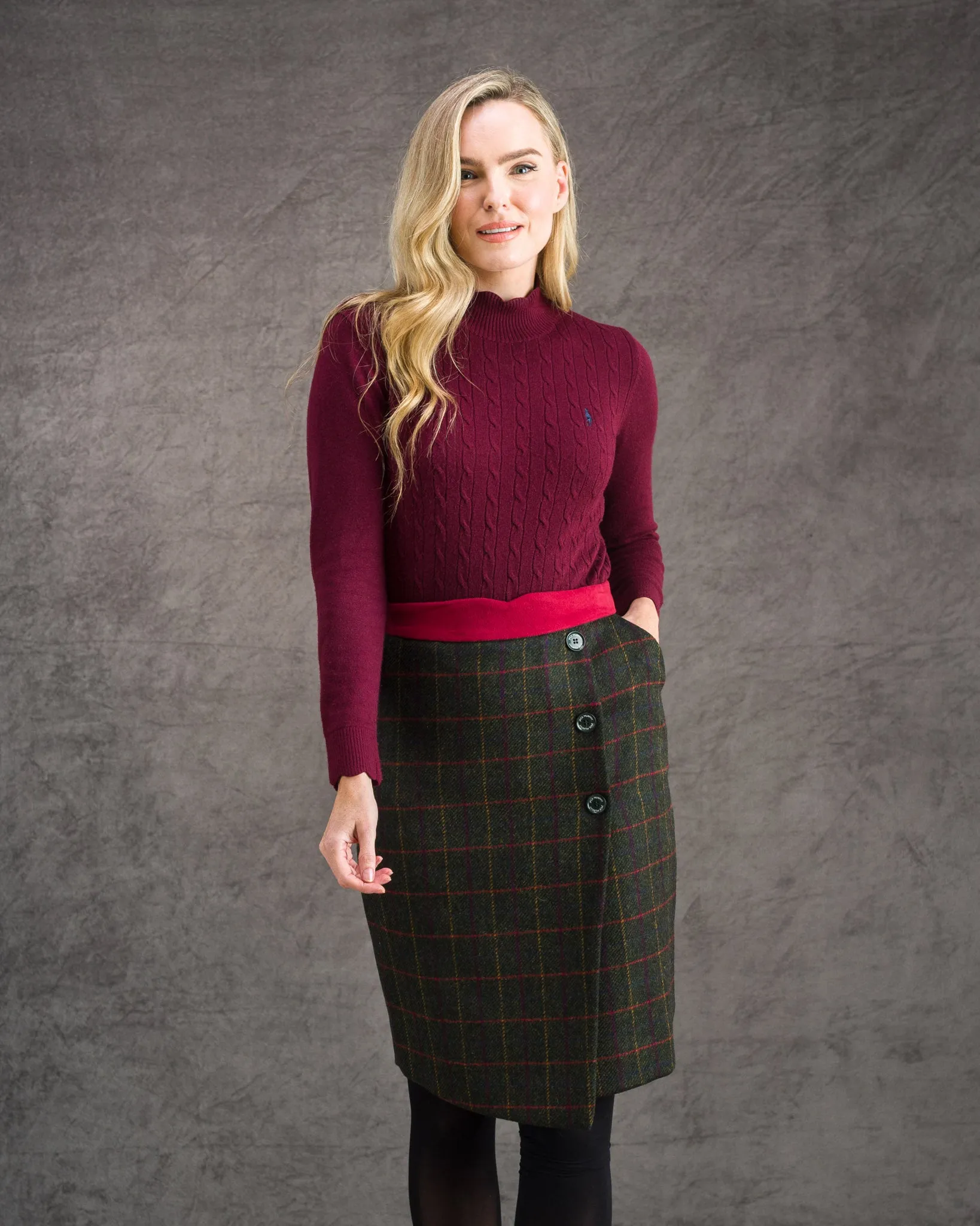 Emma Tweed Skirt - Primary Green