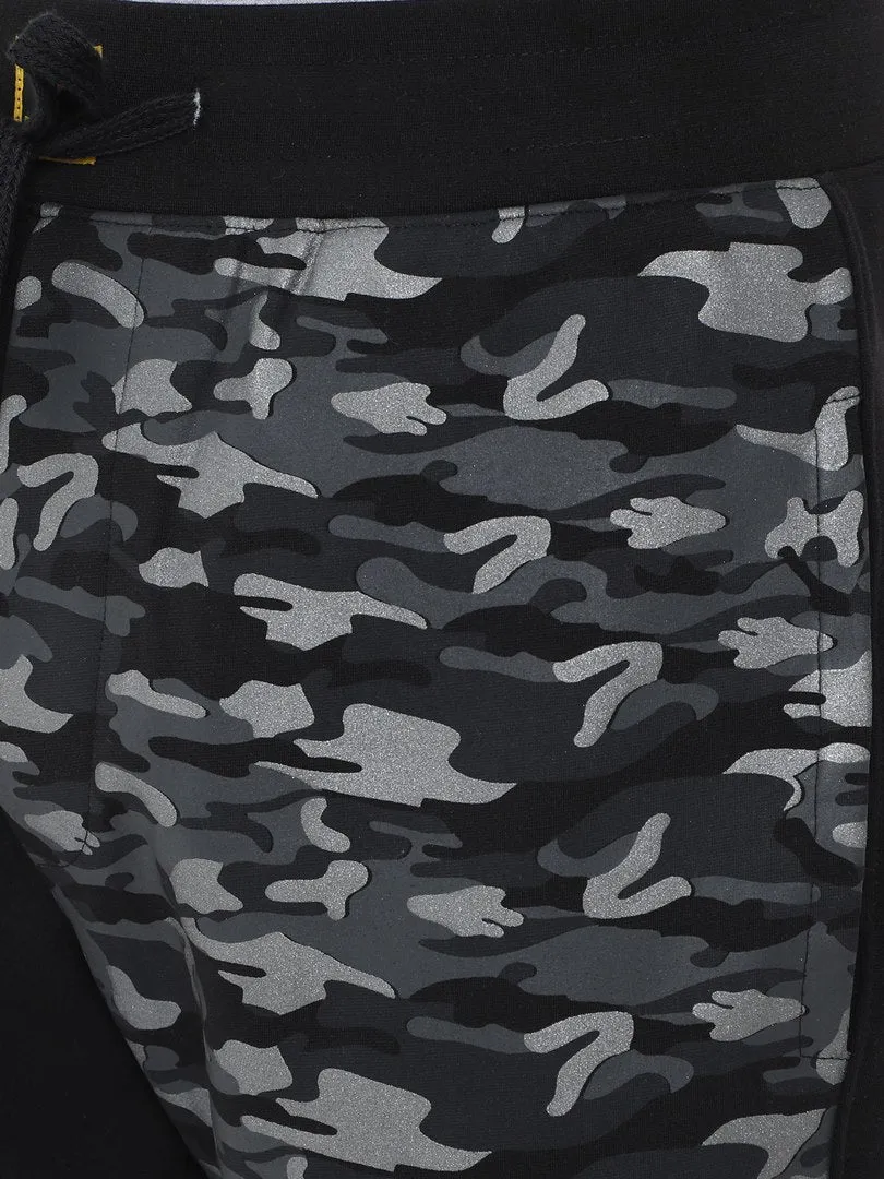 FabSeasons Casual Premium Fashion Black Camouflage Printed Lycra Shorts for Mens