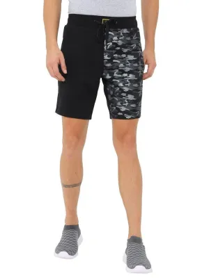 FabSeasons Casual Premium Fashion Black Camouflage Printed Lycra Shorts for Mens