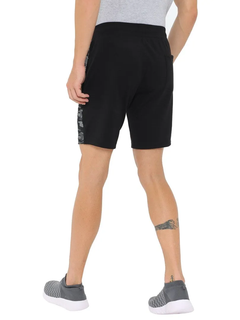 FabSeasons Casual Premium Fashion Black Camouflage Printed Lycra Shorts for Mens