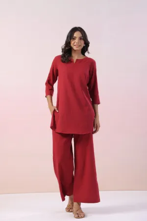 Faye Solid Cotton Palazzo Loungewear Set