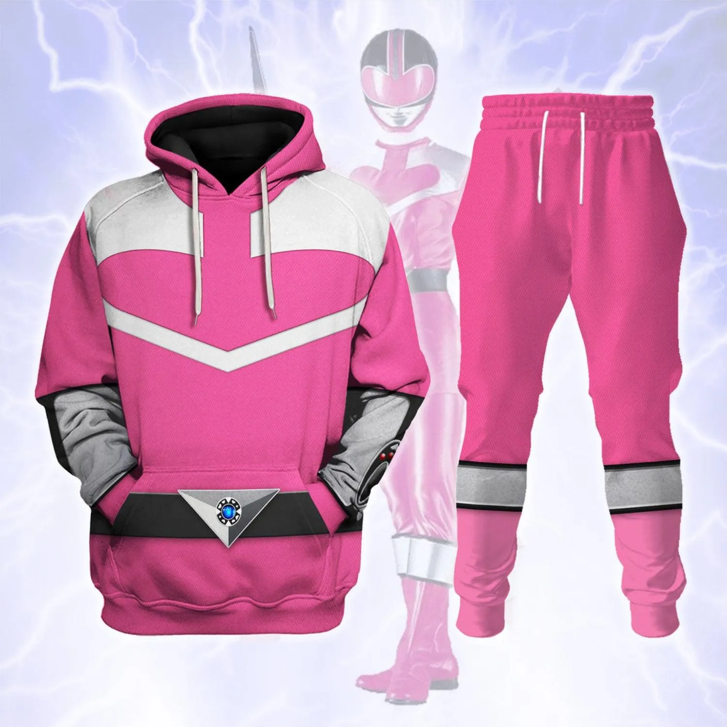 Gearhomie Power Rangers Time Force (2001) Pink Hoodies Sweatshirt T-shirt Hawaiian Tracksuit