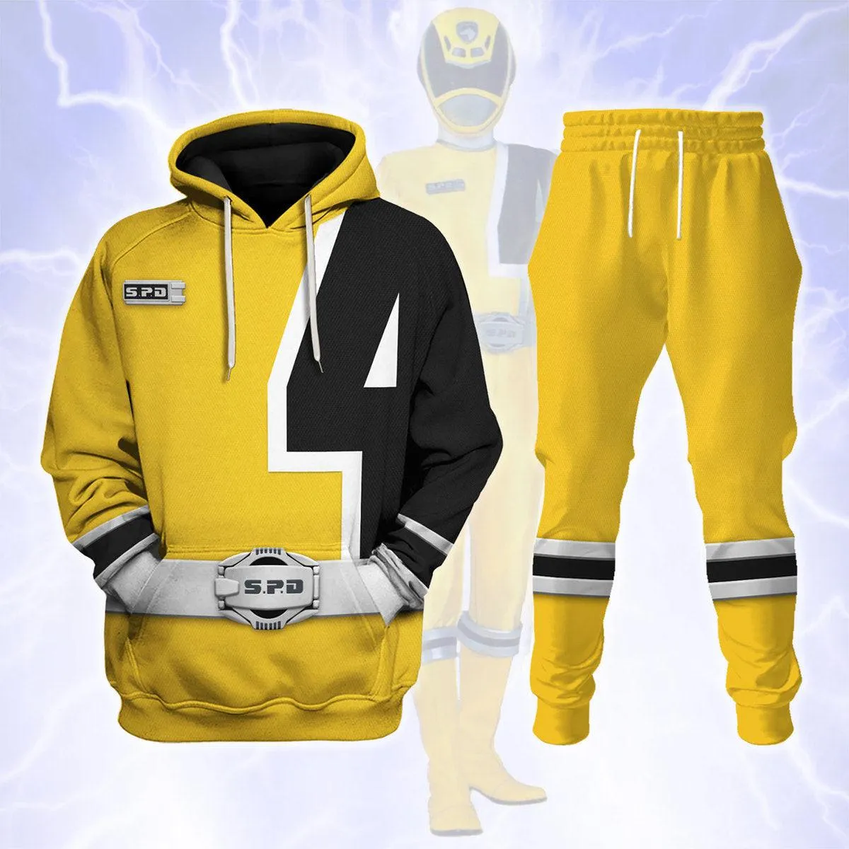 Gearhomie S.P.D Yellow Ranger Hoodies Sweatshirt T-shirt Sweatpants Hawaiian Tracksuit