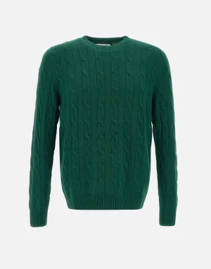 Green Cable Knit Wool and Cashmere Sweater