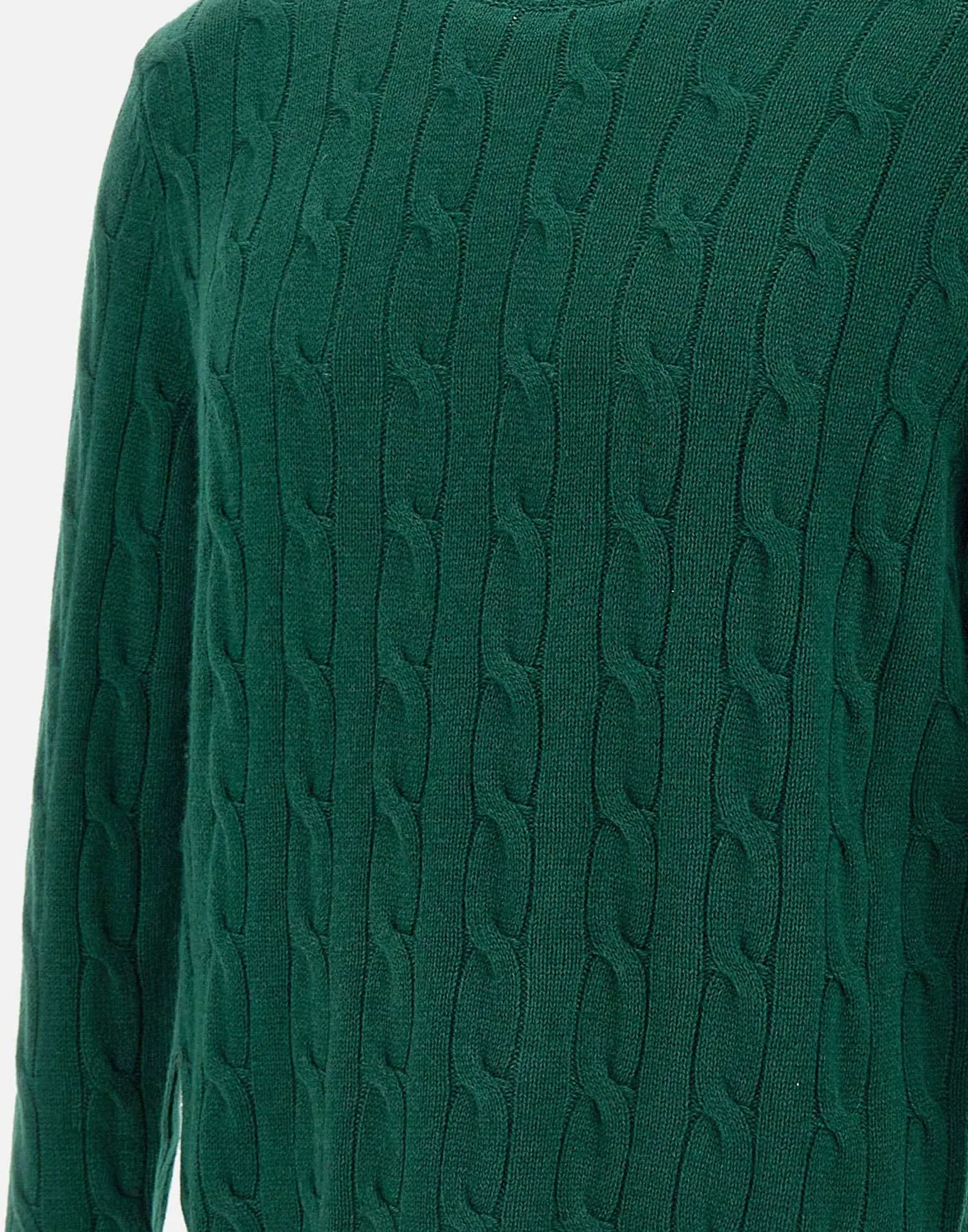 Green Cable Knit Wool and Cashmere Sweater