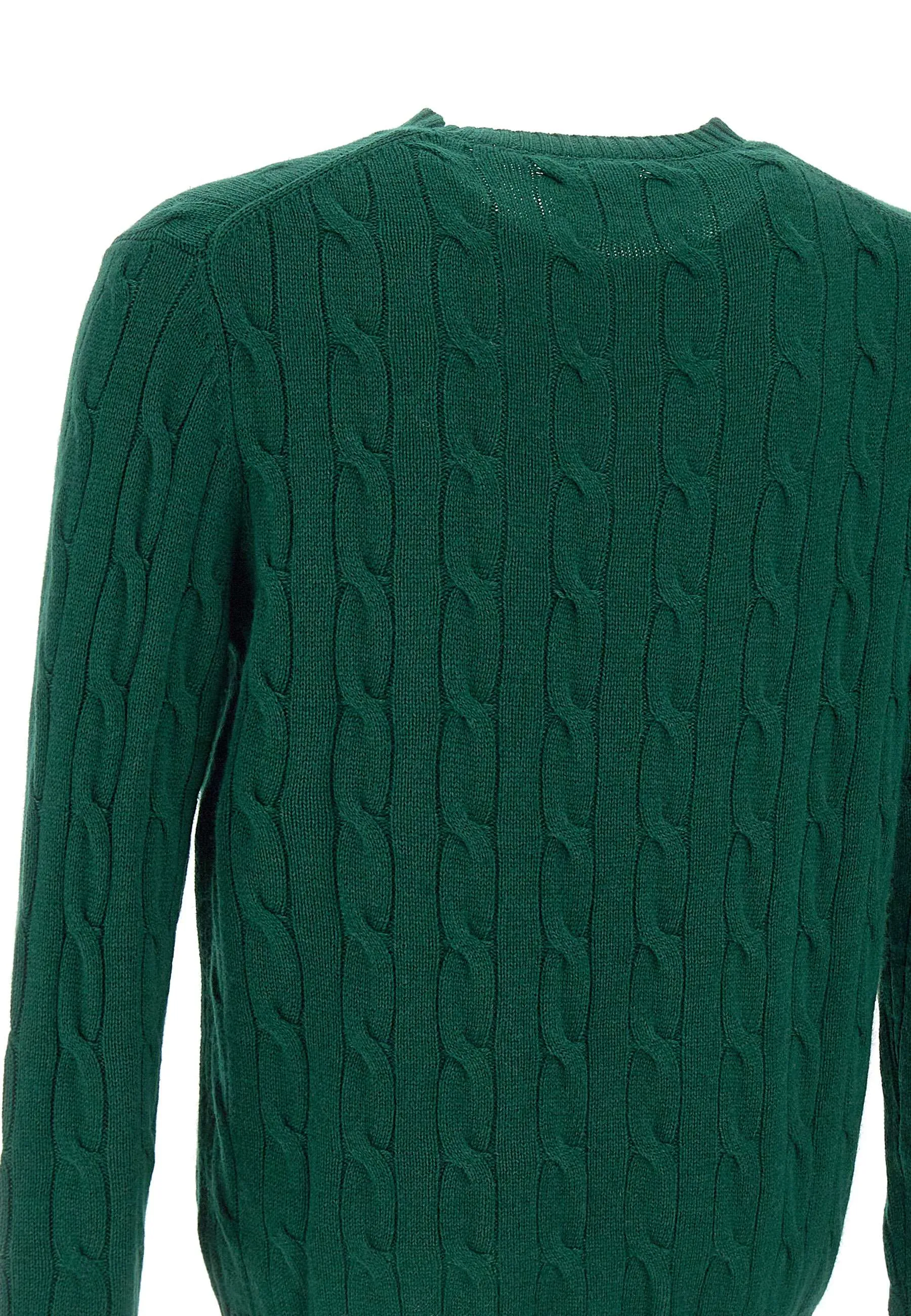 Green Cable Knit Wool and Cashmere Sweater