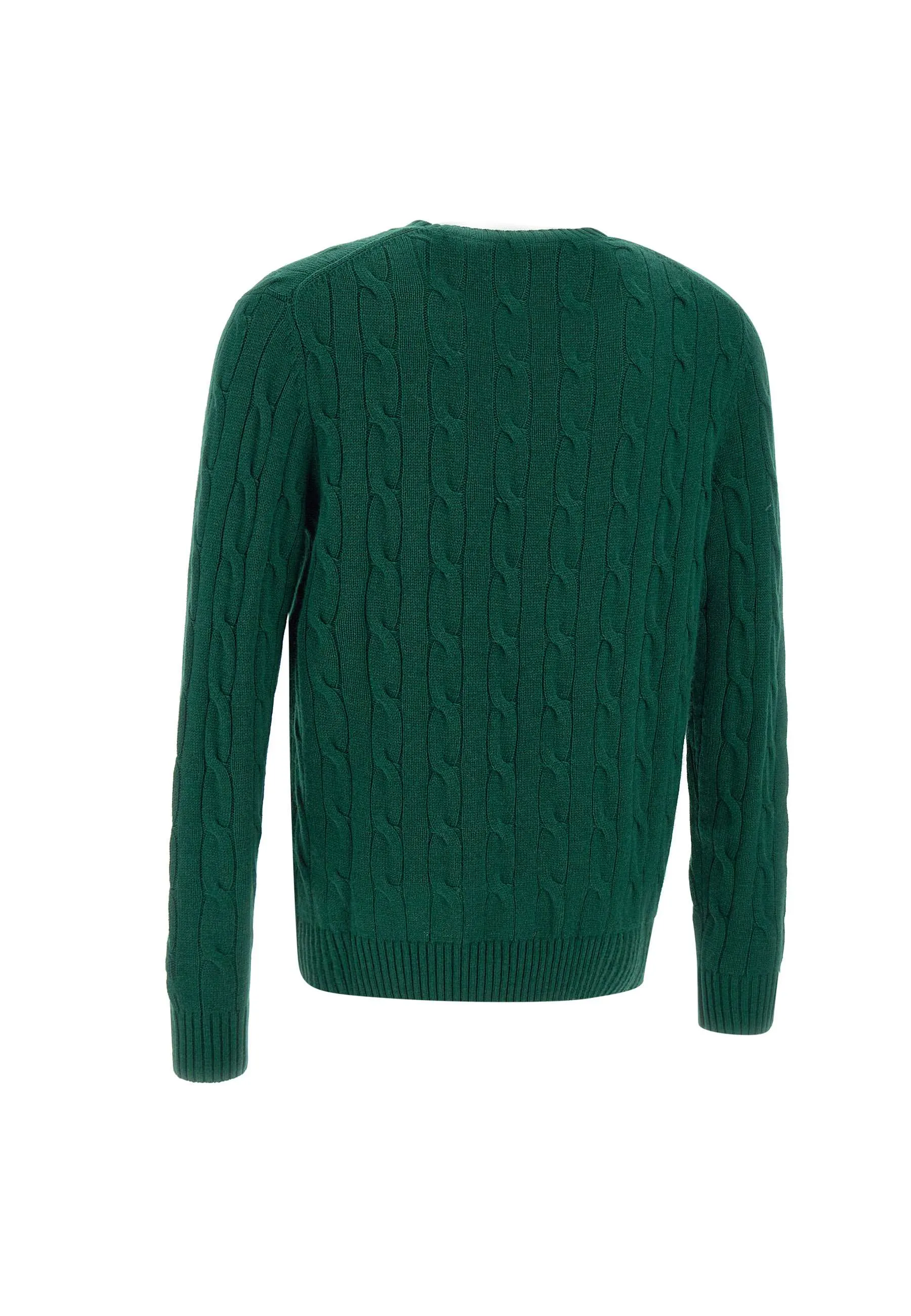 Green Cable Knit Wool and Cashmere Sweater