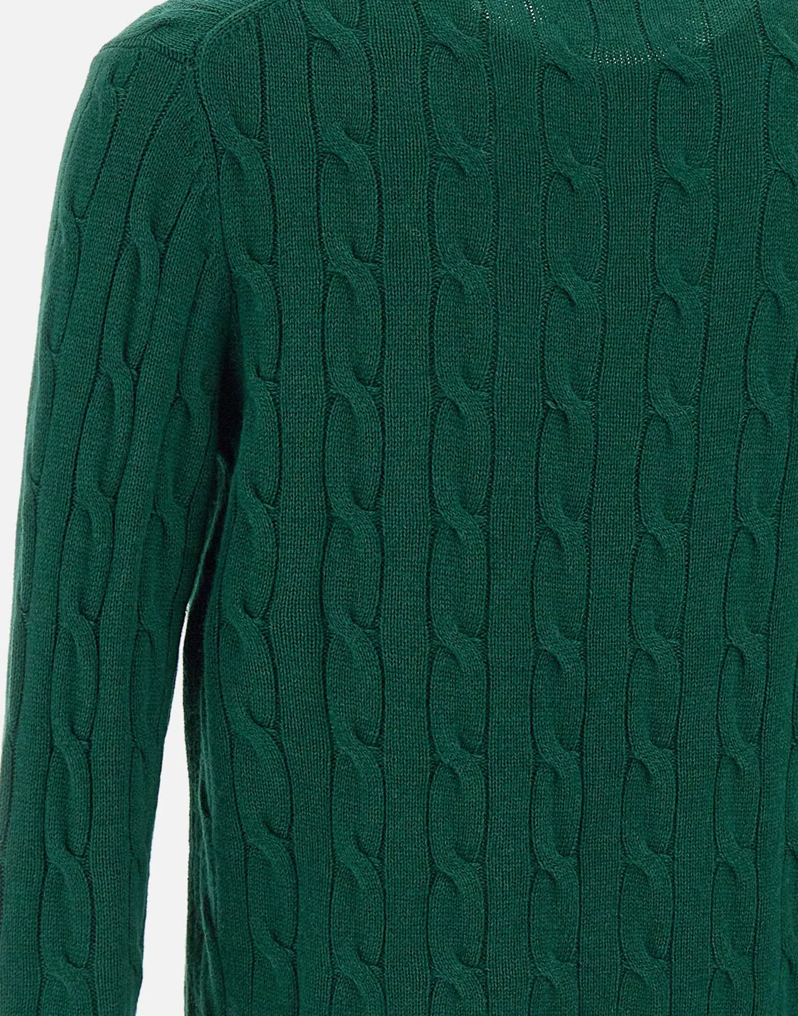 Green Cable Knit Wool and Cashmere Sweater