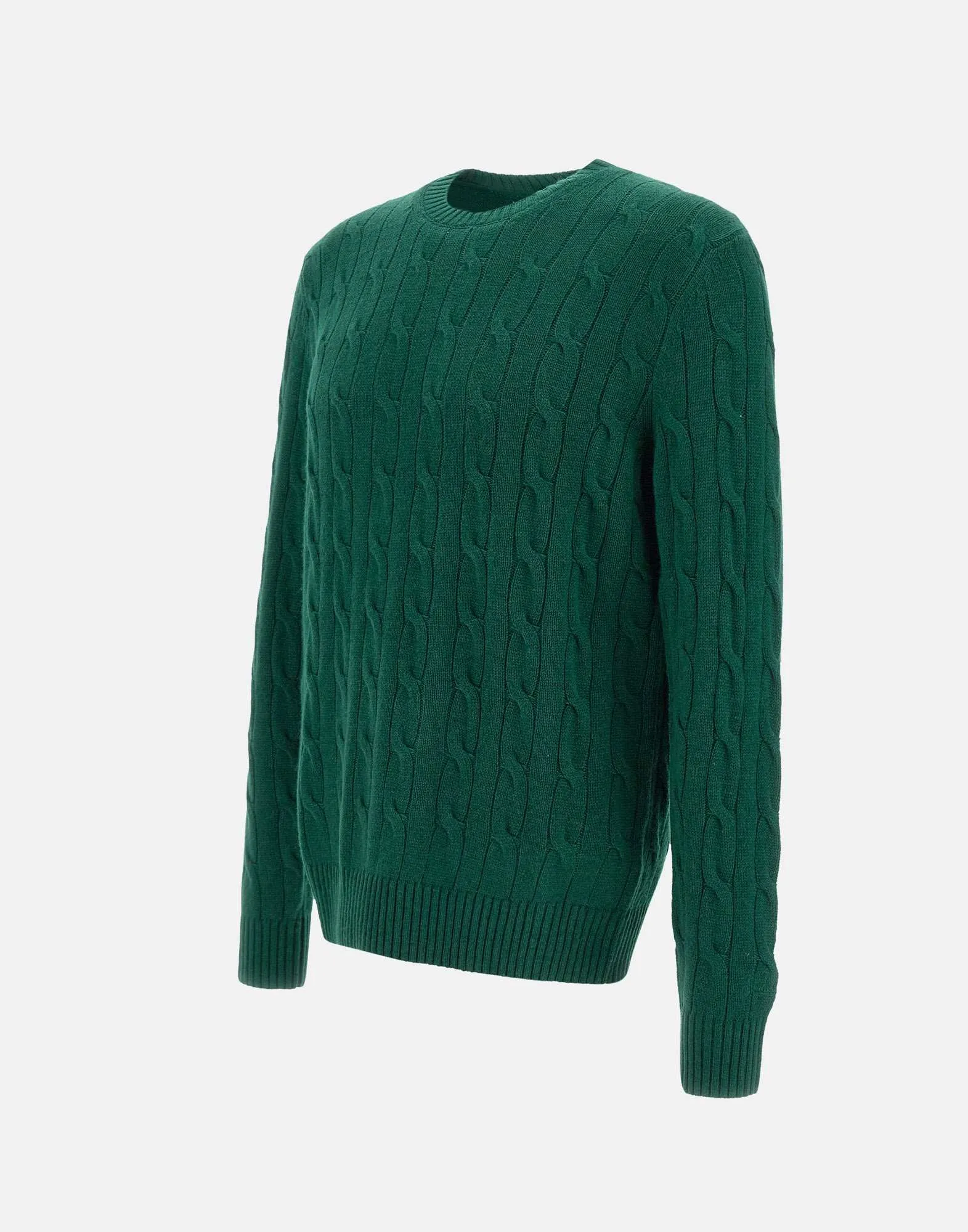 Green Cable Knit Wool and Cashmere Sweater