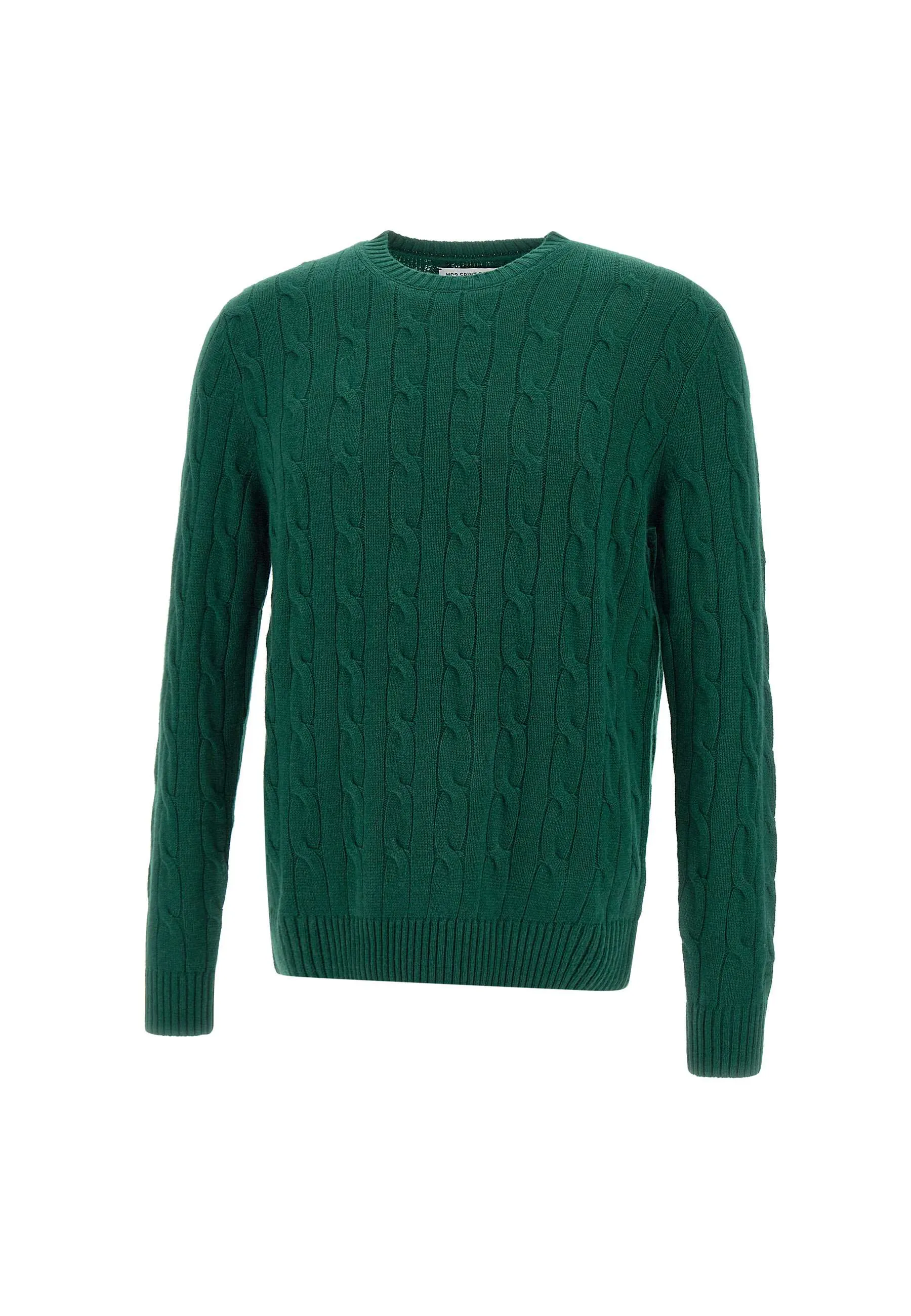 Green Cable Knit Wool and Cashmere Sweater