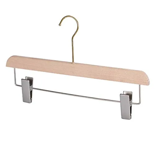 Heavy Duty Durable Wooden Pant Skirt Hangers with 2-Non-Slip Adjustable Clips 10-Pack,B,35cm