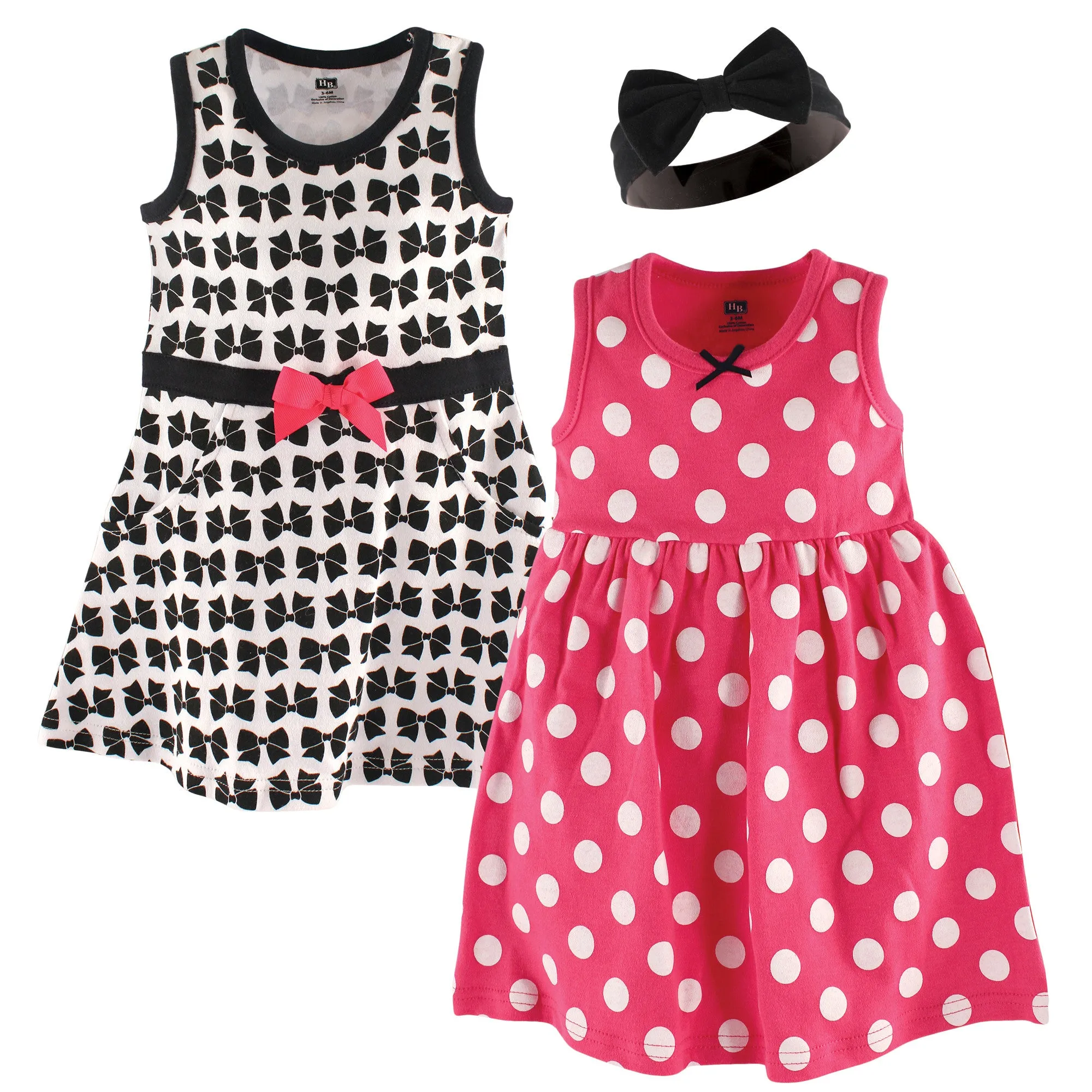 Hudson Baby Cotton Dress and Headband Set, Bow