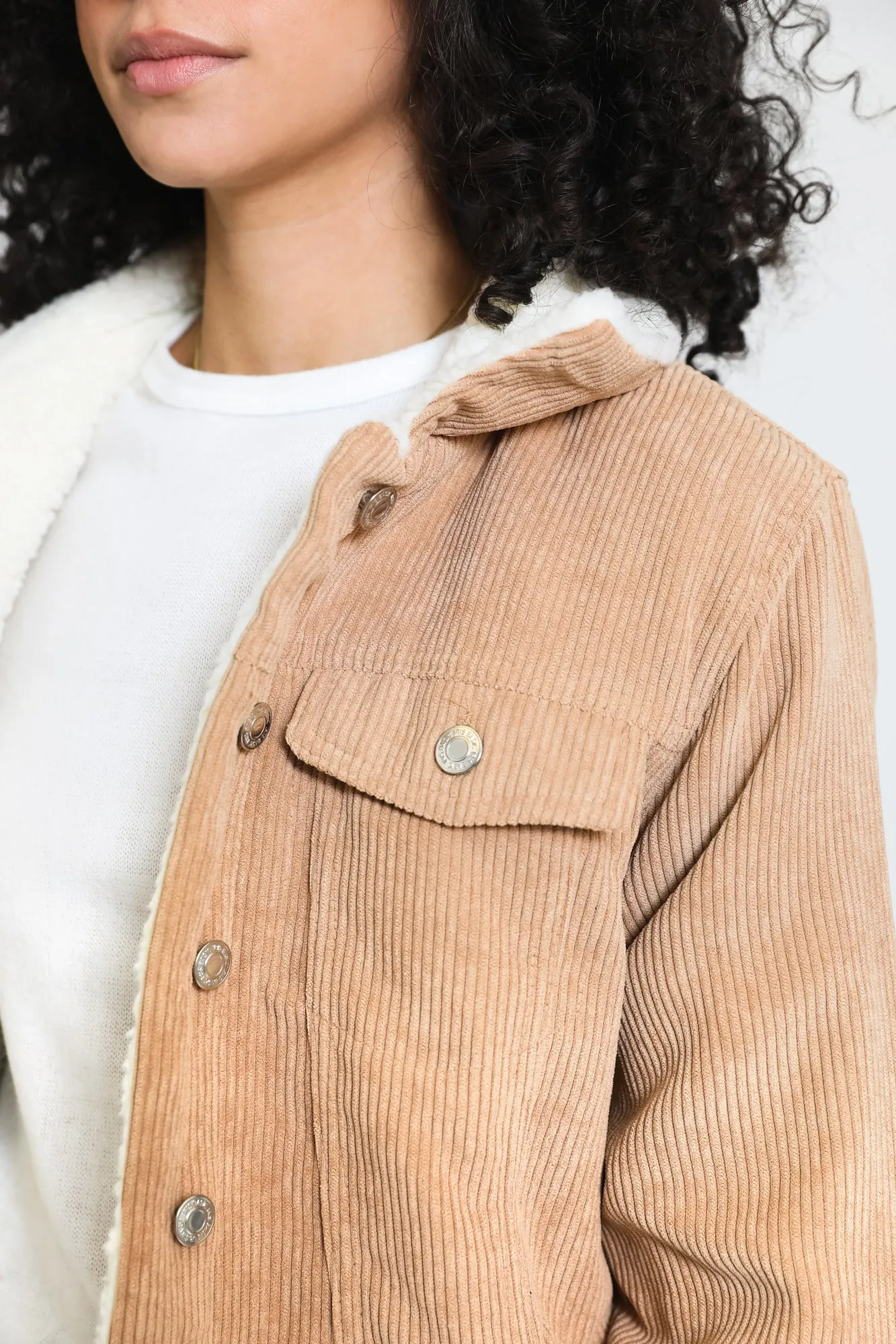 Iris Corduroy Sherpa Jacket - Camel