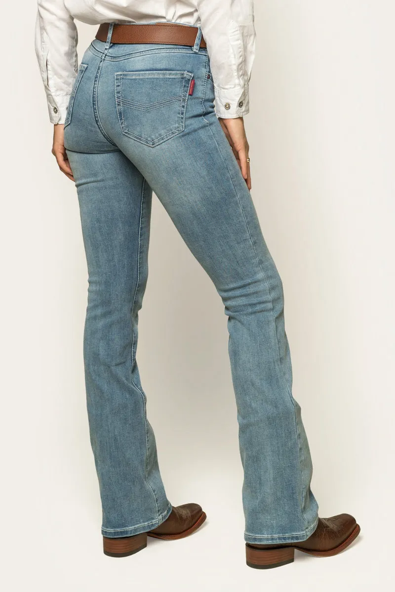 Katherine Cowgirl Womens Mid-Rise Bootleg Jeans - Light Blue