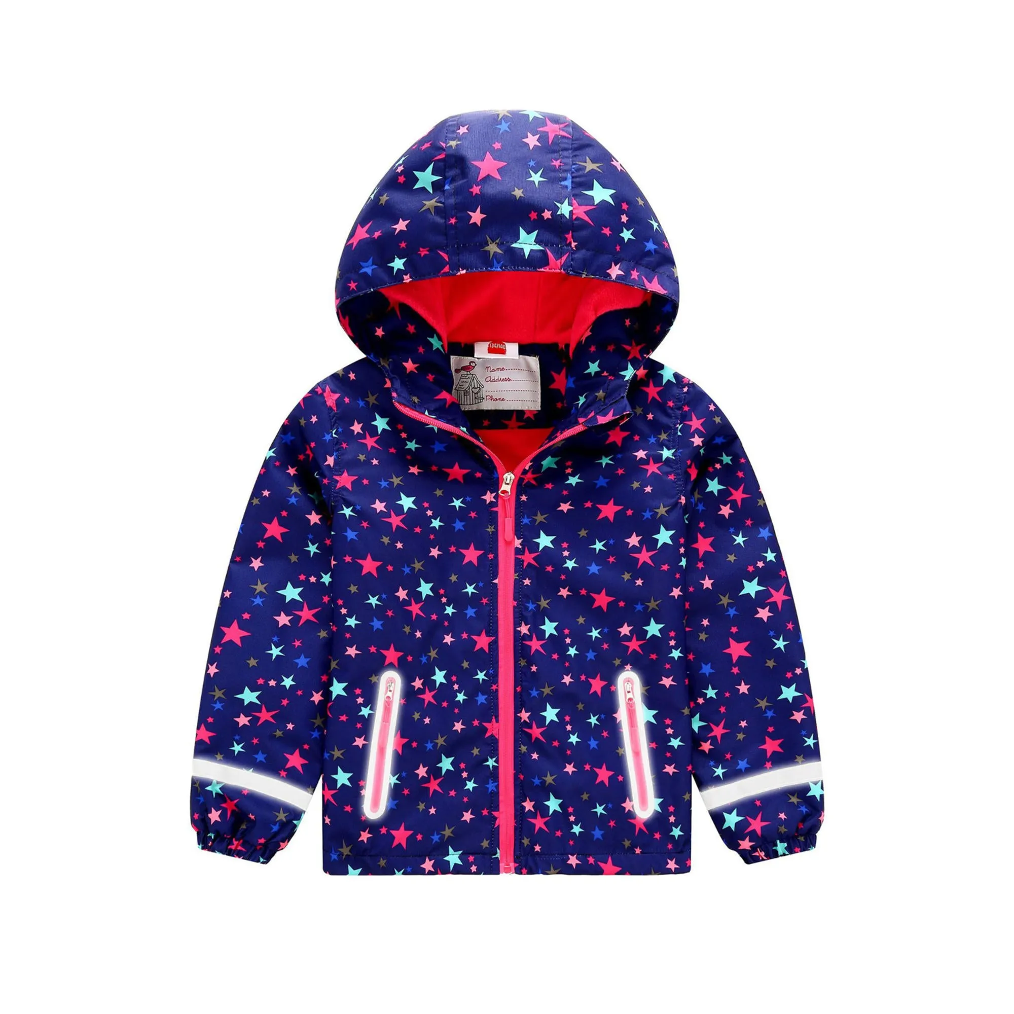 Kids Girls Cute Print Zipper Long Warm Jacket - KGJC42091