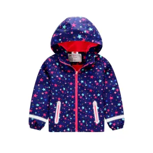 Kids Girls Cute Print Zipper Long Warm Jacket - KGJC42091