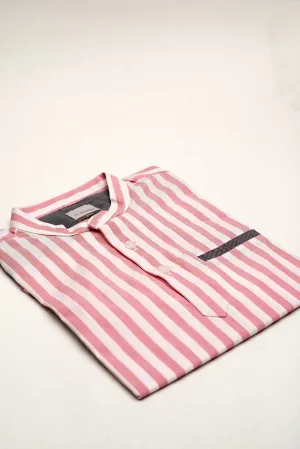 Kids Semi Casual Shirt Stripe-Poppy Red