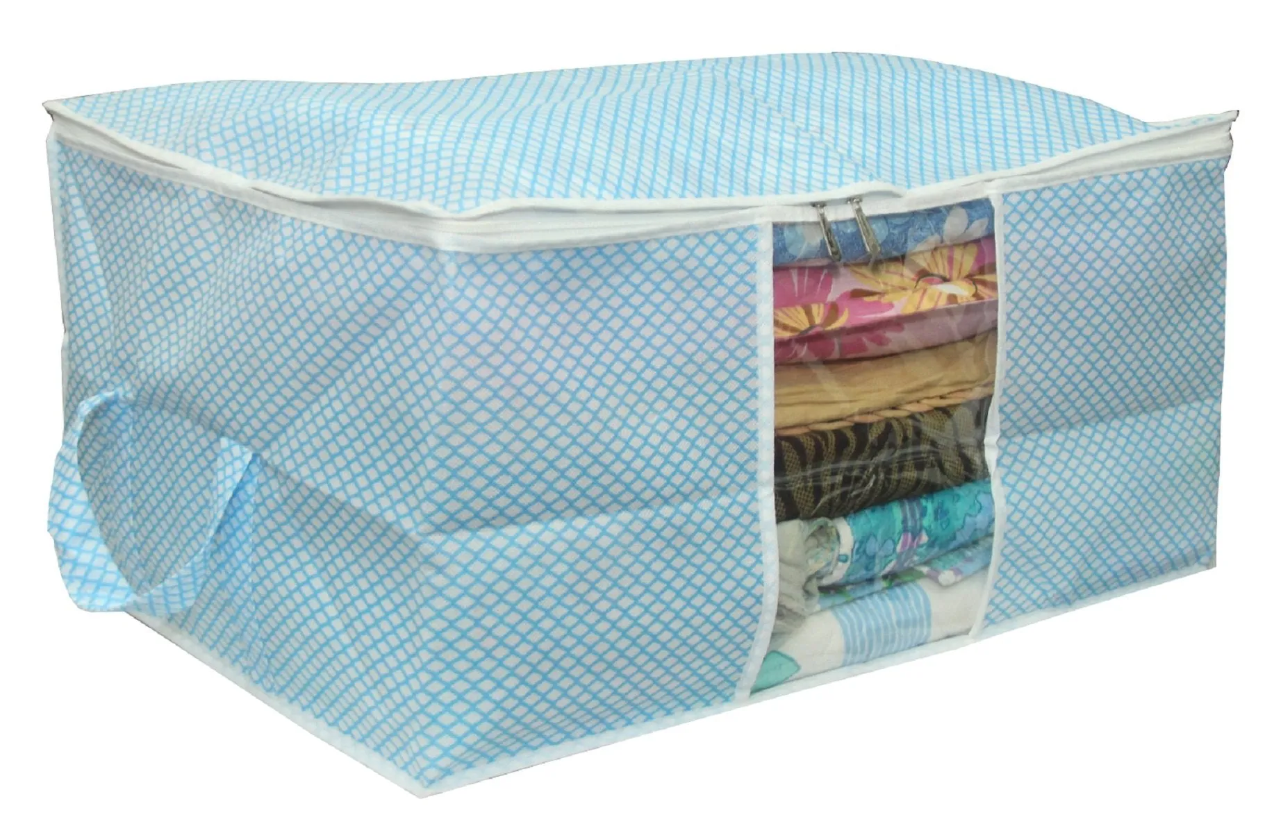 Kuber Industries 2 Piece Non Woven Under Bed Storage Organiser Set, Sky Blue (UNDERBBL01)