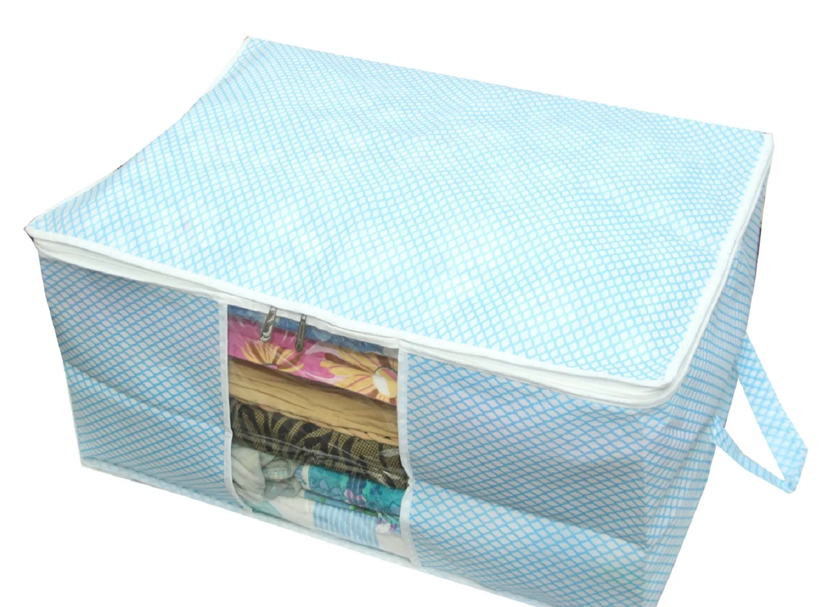 Kuber Industries 2 Piece Non Woven Under Bed Storage Organiser Set, Sky Blue (UNDERBBL01)