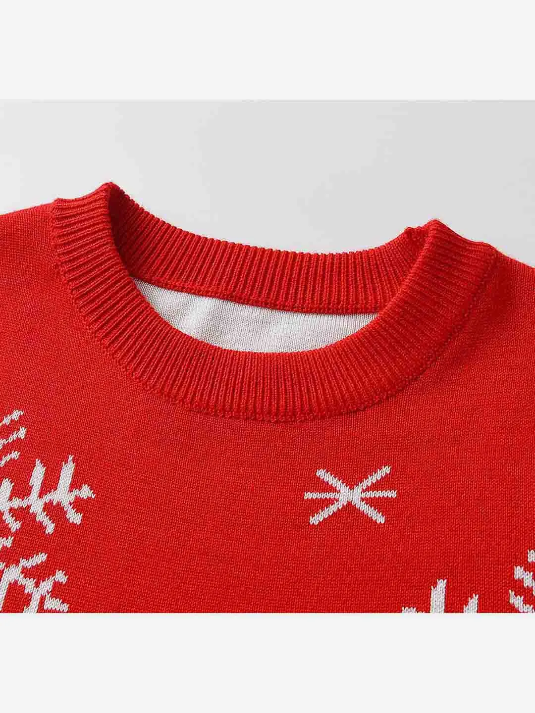 Little Surprise Box Red Round neck Snow deer Knitted warmer, cardigan Christmas Sweater for Kids