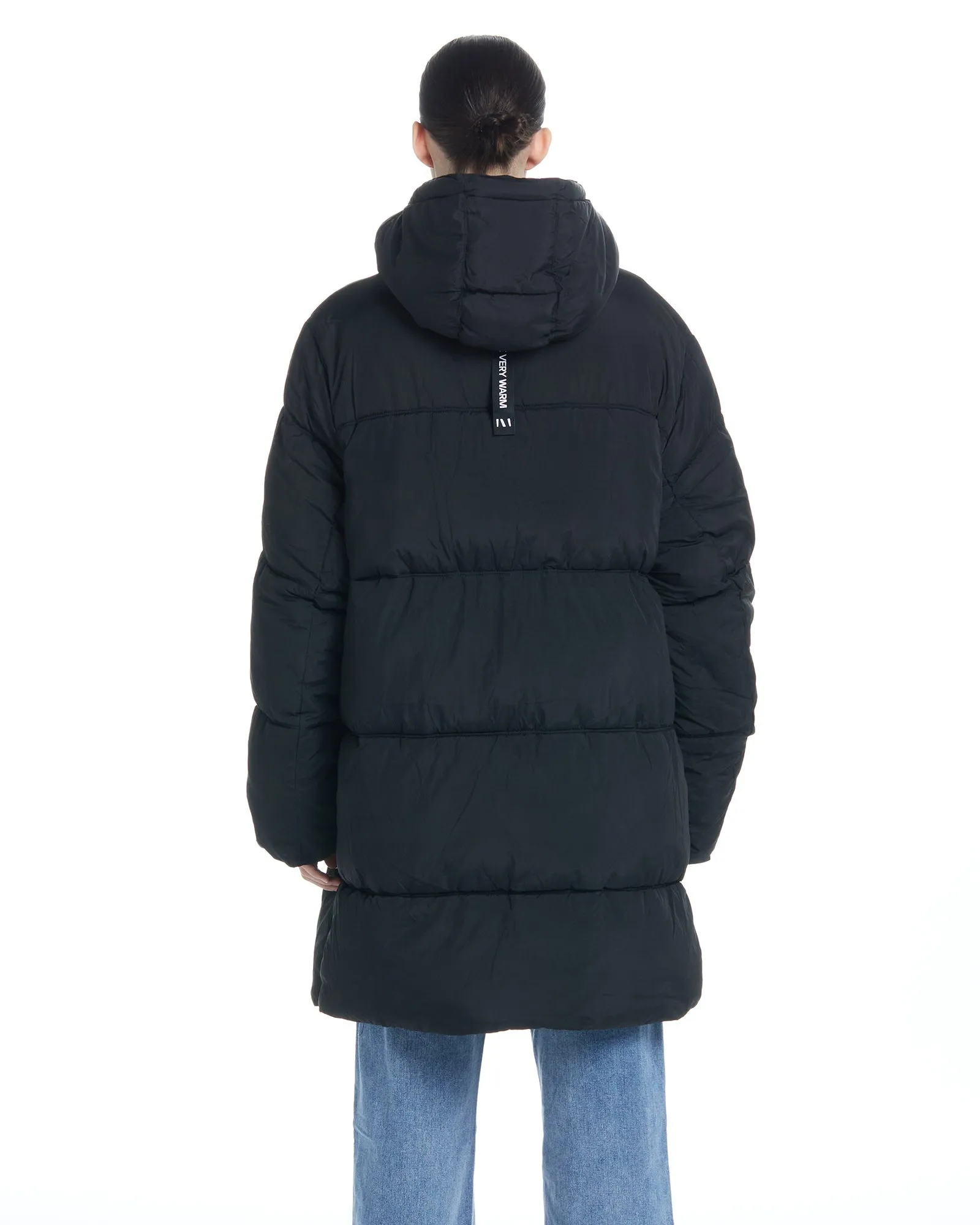 Long Hooded Puffer - Black