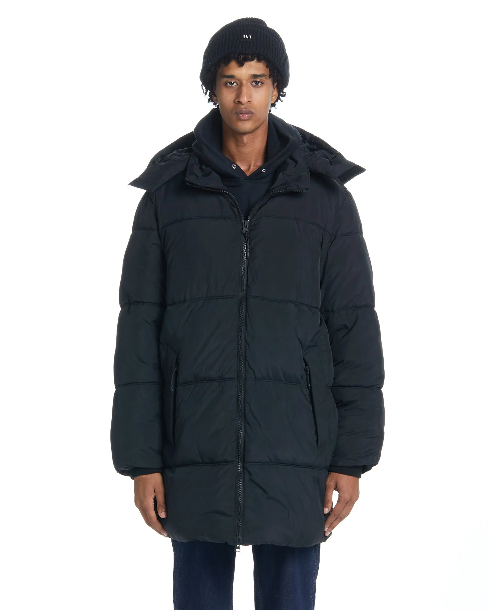 Long Hooded Puffer - Black