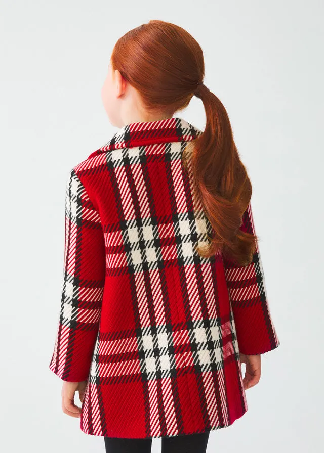 Long Sleeve Plaid Coat (Red) - Select Size