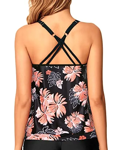 Loose Fit Blouson Tankini Tops Women's Swimwear Top without Bottom