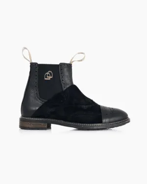 Men's No Lace Boot | Black Leather and Suede Combo